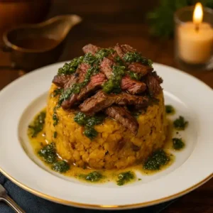 Mofongo con Carne de Res Frita